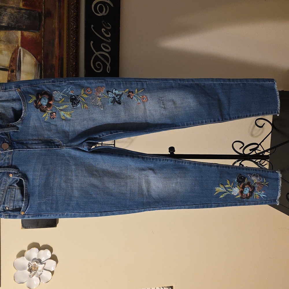 Seven7 Blue Denim Jeans Mid Rise Skinny Womens Size 10
